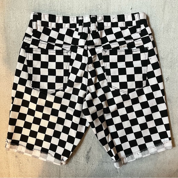 Empyre Black and White Checkered Denim Shorts. - Picture 2 of 3